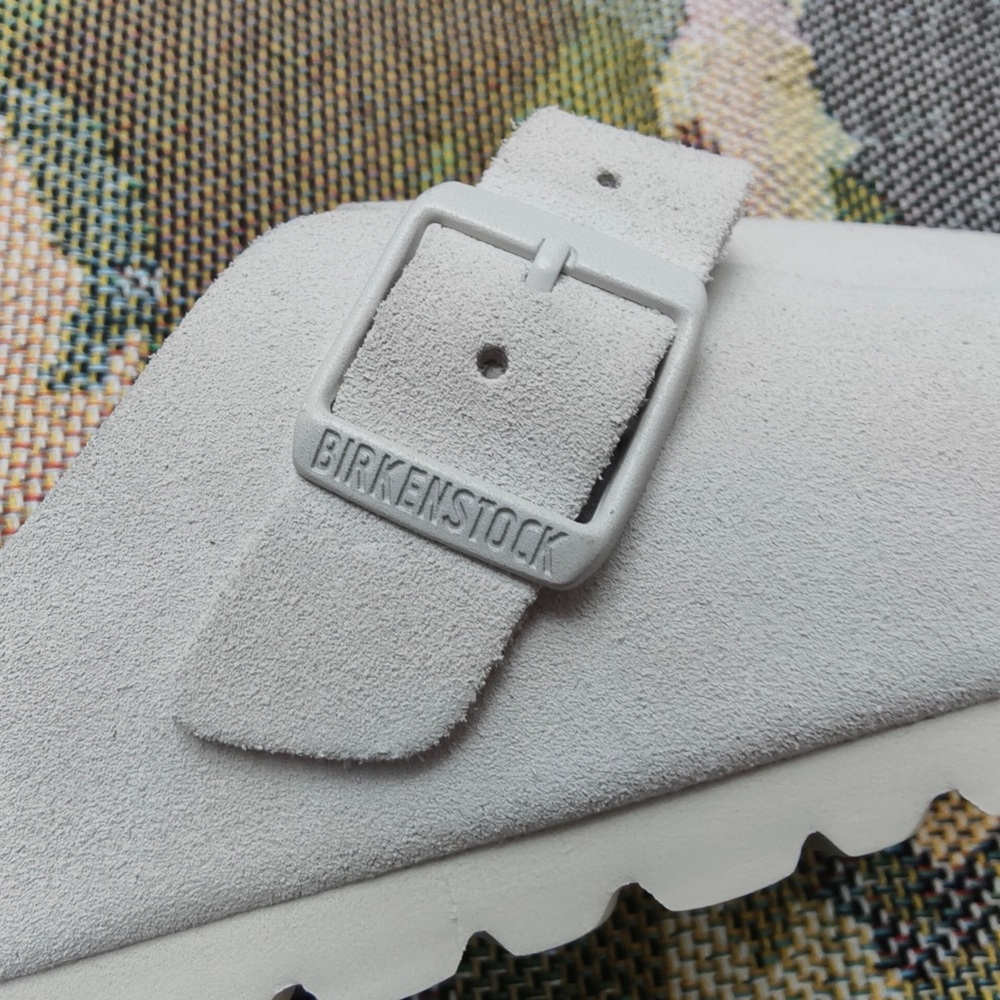 Women's White Suede Birkenstock Boston Shoes - Narrow Fit - Picture 7 of 8